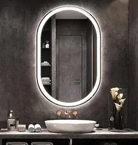 H & H Wall Mounted Backlit Digital Led Mirror with Touch Sensor