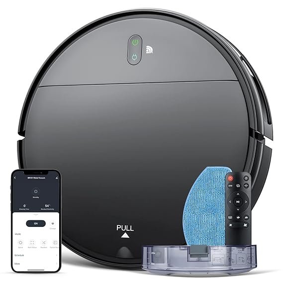 Robot Vacuum and Mop Combo Robot Vacuum and Mop Combo, WiFi/App/Alexa, Robotic Vacuum Cleaner with Schedule, 2 in 1 Mopping Robot Vacuum with Watertank and Dustbin, Self-Charging, Slim, Ideal for Hard Floor, Pet Hair, Carpet - Image 1