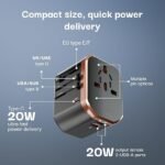 Lifelong Electronics Universal Travel Adapter All in One | 2000W Heavy Duty with 20W Type C & 2 USB A | 180+ Countries - Europe/US/Asia etc. | International Socket Accessories