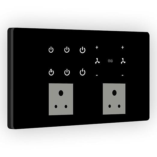 Smart Control Panels & Keypads 1 Smart WiFi Touch Switch Board (6 Switch + 2 Fan) – App, Voice & Remote Control | Glass Panel - Image 1