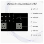 Smart WiFi Touch Switch Board (6 Switch + 2 Fan) – App, Voice & Remote Control | Glass Panel - Image 3
