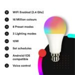 Smart WiFi RGB LED Bulb (10W) – Voice Control, 16 Million Colors, App Control (Android/iOS) - Image 2