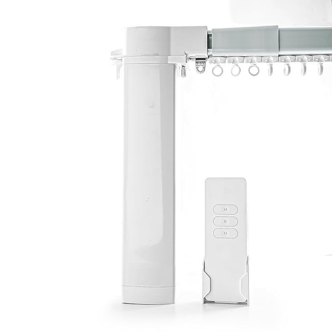 curtain motor with track 1 Smart Curtain Motor with Remote & App Control | Alexa & Google Assistant Compatible | Silent Automatic Curtain System (1.8–3m Track) - Image 1