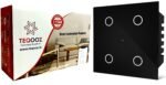 Teqooz 4-Switch Smart Wi-Fi Glass Touch Switch (Black)