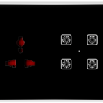 Teqooz 4 Switch 1 Socket Smart WiFi Touch Panel (Black) (4M)